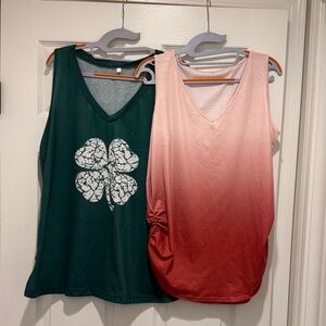 Stylish Sleeveless Tops in Green and Pink Ombre